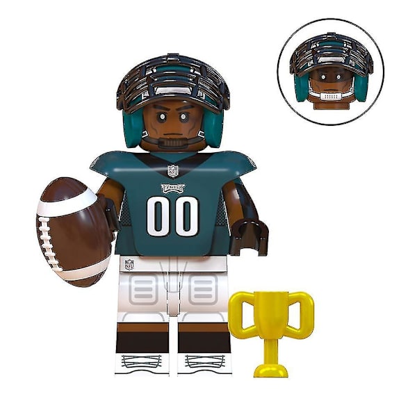 8-pack Rugby Player Minifigur Byggklossar Set, Eagles Ravens Chiefs Broncos Mini Action F
