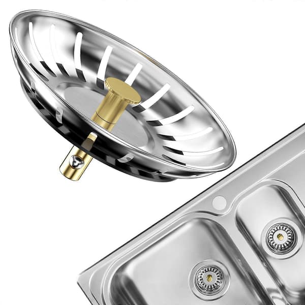 Rostfritt Stål Diskbänksil 77mm 2-Korg Set Gummitätning