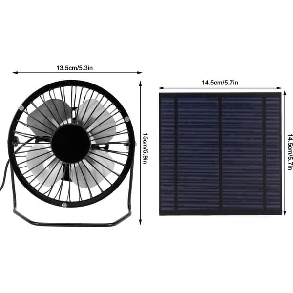 5W USB bærbar solcellepanel – strømforsyning til drivhusvifte – grønn energi – dimensjoner: 14,5 x 14,5 cm[C]
