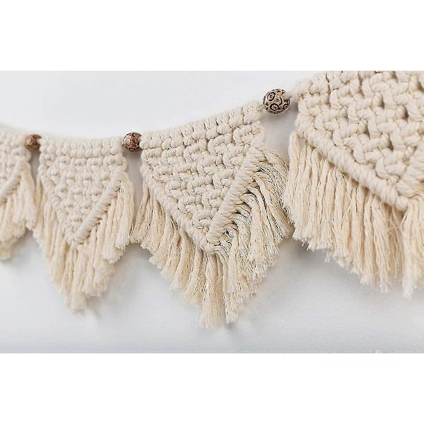 Macrame Väggbonad Handgjord Vävd Gobeläng Bomullsvirkad Girlang Banner Handw
