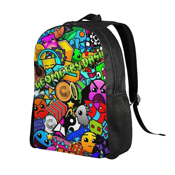 i1232 Geometry Dash Ryggsäckar Casual Daypacks Student Book Bag Printing Satchel Rucksack Lätt Skolväska