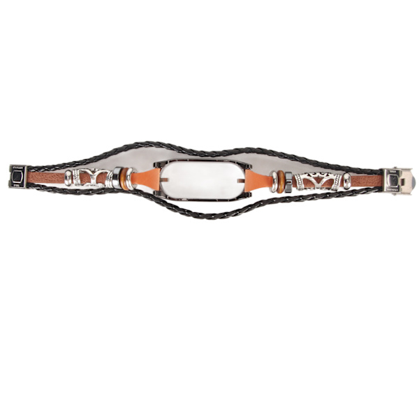 Lærreim for Xiaomi 7 NFC Armbånd Metallspenne Etnisk Stil Retro Smartklokke Erstatningsreim for Mi Band 7 Brun og Svart[C]