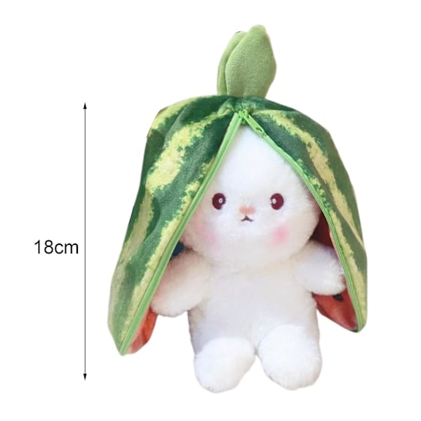 18cm Plushkanin med Blixtlås Vattenmelon Ananas Kiwi Frukt Djur Plushies Ornament Fluffig Fylld Djur Cartoon Kanin Dock Barn Leksak