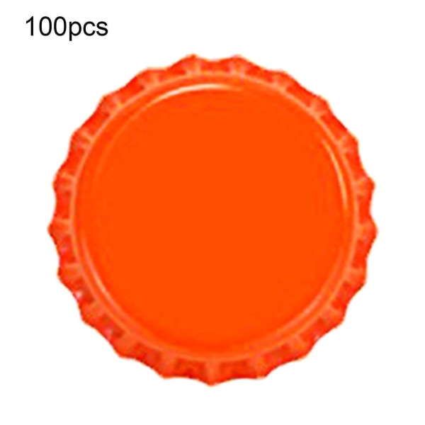 100 stk Flaskekorker Robust Konstruksjon Anti-deformert Tinnplate Mini Øl Drikke Korker For Hjem[C] Tangerine