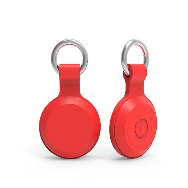 Case för AirTag, 2 st mjuk silikon anti-scratch Vattentätt skyddande cover med nyckelring för nycklar, plånbok, bagage, husdjur Red