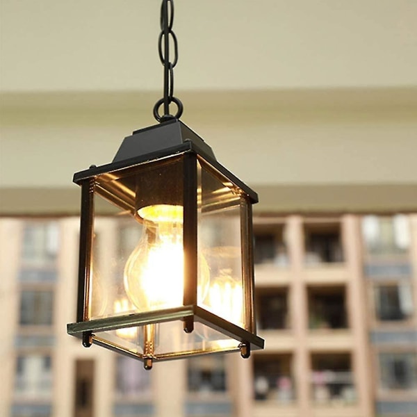 -industriell taklampa Vintage taklampa E27, svart, vattentät utomhusljuskrona, utomhusbelysningsarmaturer[C]