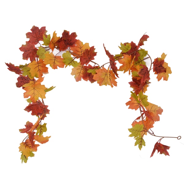 Dekorativ Kunstig Løn Garland Efterårsblad Garland Dekoration Thanksgiving Halloween Falsk Løn Vine Dobbelt Løn Blad Rattan Type A[C]