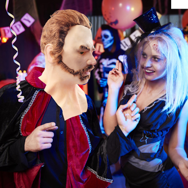 Halloween Latex Ung Man Mask Huvudbonad för Maskerad Halloween Huvudbonad Rekvisita[C]