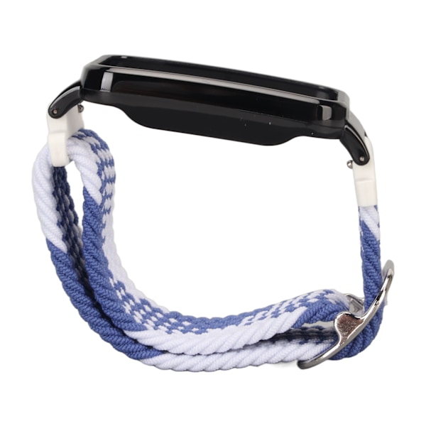 Strækbar Nylon Flettet Urrem med Beskyttelses Bumper Case Tilbehør Passer til Mi Band 7 Pro Blå Hvid og Sort Case[C]