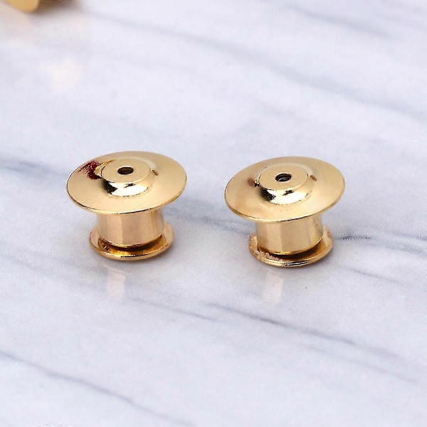 10 Stycken Låsande Metall Pins Baksidor Användbara Märken Insignia Pin Baksidor Ersättning (C)