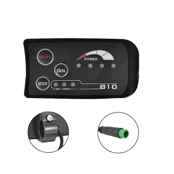 6-pin 48V S810 E-bike LED Display Mätare Ip65 Uart För Elcykel Elektrisk Cykelmätare (C)