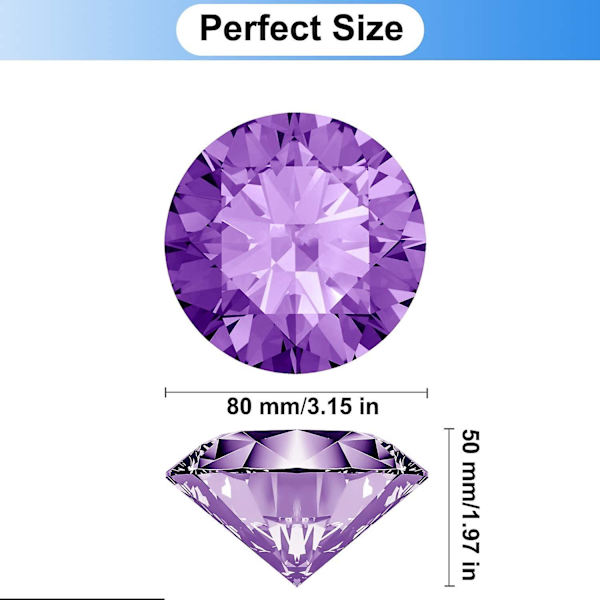 Stor Krystal Diamant Papirvægt Med Stativ Smykker Bryllupsdekorationer Midtpunkter Hjemmeindretning 3,15 Tommer (lilla)