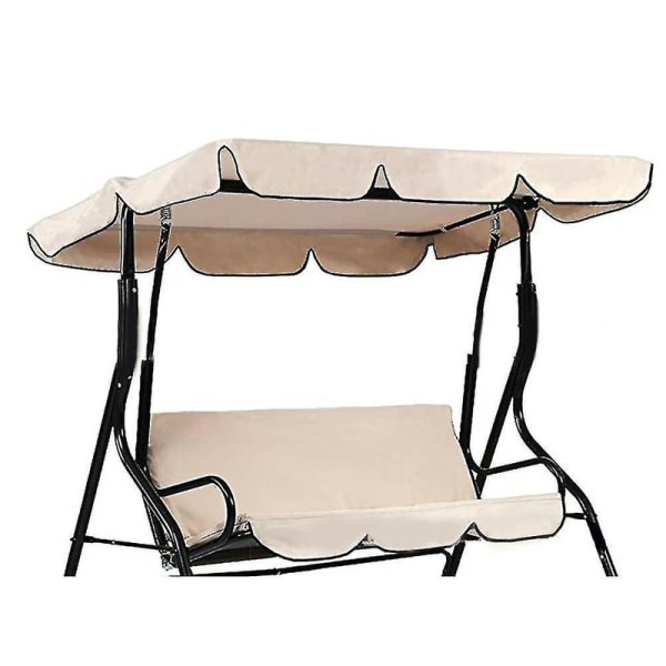 Nytt 210d ersättningstak för trädgårdsgungsäte Vattentät gunghölje för byte av gungsäte Solskydd gungträdgård Anti-uv beige canopy 195x125x15cm