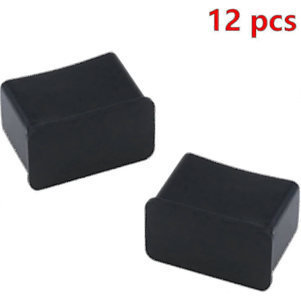 12 kpl 15 x 30 mm mustia suorakulmaisia huopapohjaisia pöydän tai tuolin jalan suojatulppia YVE (C)