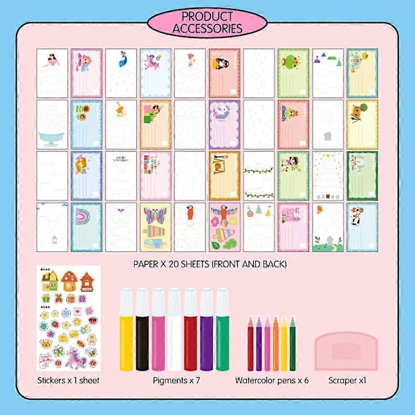 Squeegeez Magics Reveal Art Sött Målarset för Barn Målningshantverk Kreativitetsset för Pojkar Flickor (C)