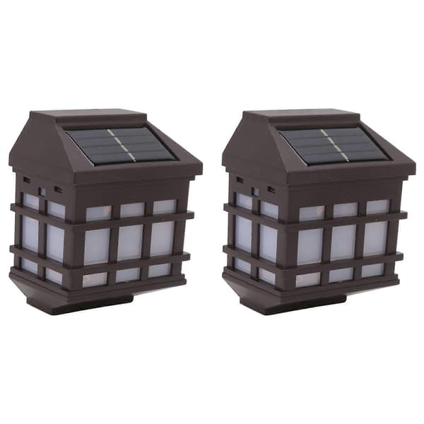 Hvit LED Solar Vegglampe 2 stk Utendørs Regntett Panel Lampe