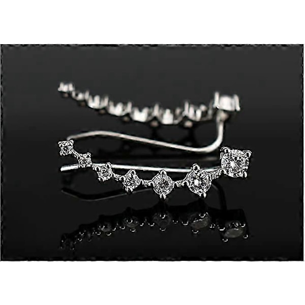 7 Kristaller Öronmanschetter Hoop Climber S925 Sterling Silver Örhängen Hypoallergena Örhängen (C)