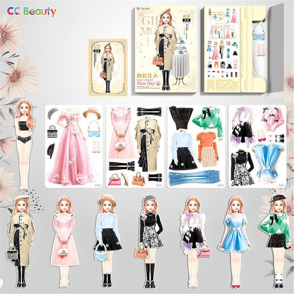 Magnetic Princess Dress Up Paper Doll Spel, låtsas och leka Rese Lekset Toy Magnetic Dress Up Dolls Present till tjejer E