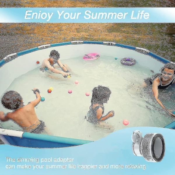 Pool Adapter, Set med 4 Pump Adaptrar, Pool Slangadapter, Slangadapter B för Poolfiltreringssystem (grå)[C]