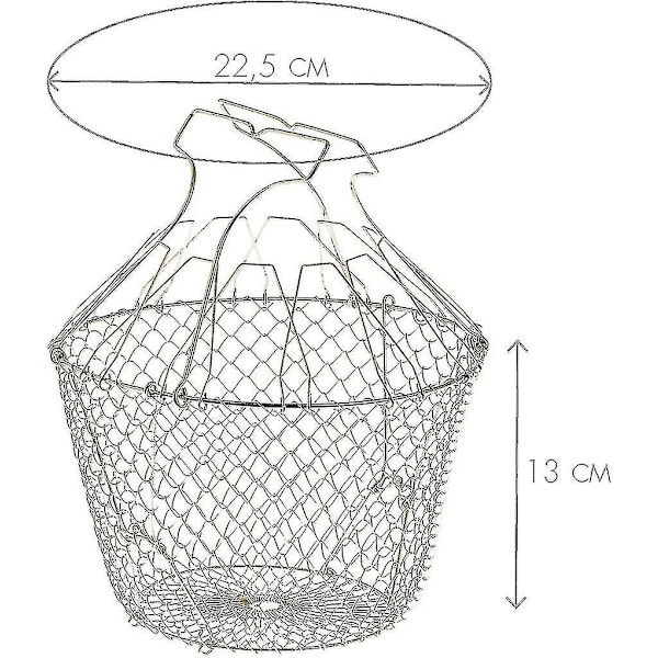 Fällbar Salladskorg med Förstärkningar - Rostfritt Stål - Enkel Förvaring - Skonsam Snurr - 22,5 Cm