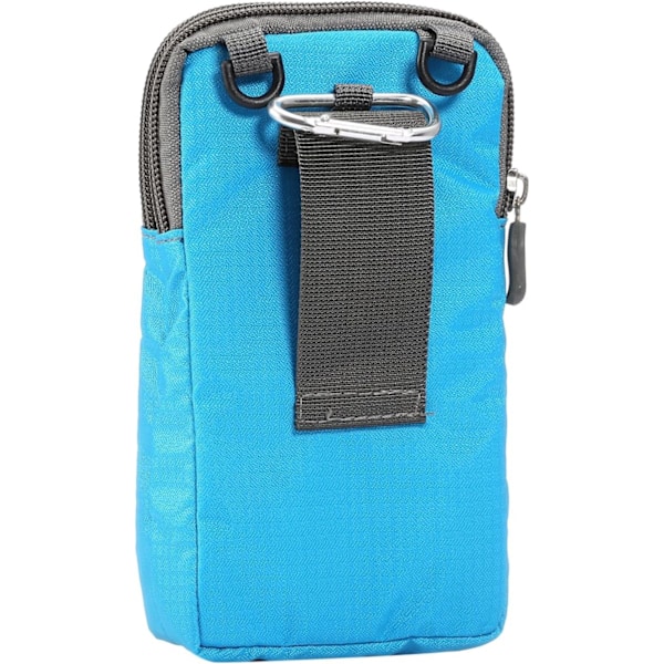 Mobiltelefon midjeväska, crossbody mobiltelefonväska, utomhus nylon axelväska, med karbinhake bältesögla himmelsblå sky blue 9*16.5*3.0CM