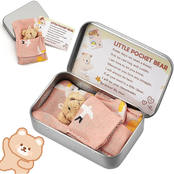 Lille Lommebjørn Knus | Blød Behagelig Teddybjørn i en Tinboks | Mini Lommebjørn Plyslegetøj | Sød Sjov Fyldt Dyr Teddybjørn Dukke Julegave