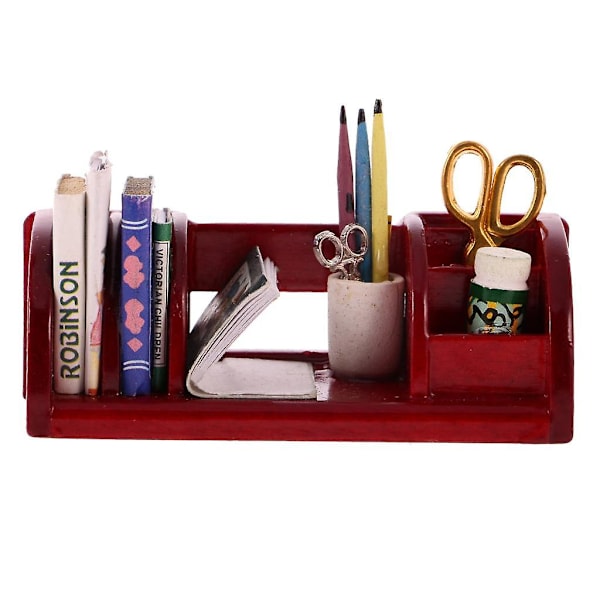 1/12 Dukkehus Miniatyr ACCS Hjem Møbler Bok Hylle Skrivebord Oppbevaring (C)