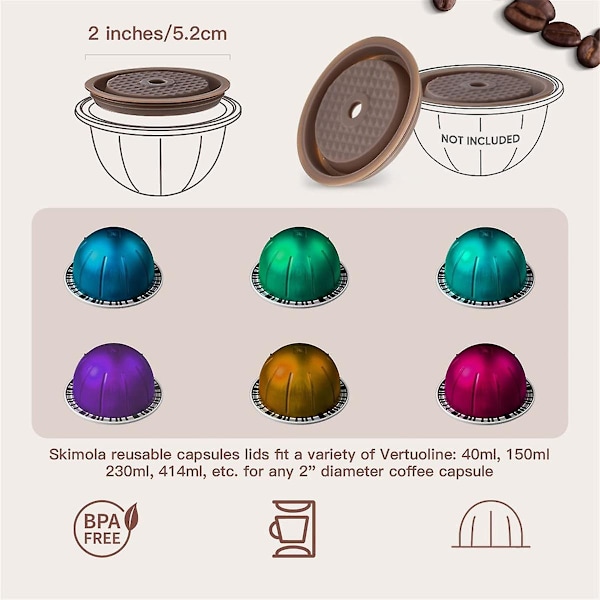 4 stk Kaffe Kapsel Lopp, Matkvalitet Silikon Lopp for Nespresso Vertuo Pods, Vertuo Pod Lopp for Påfyllbar Nespresso