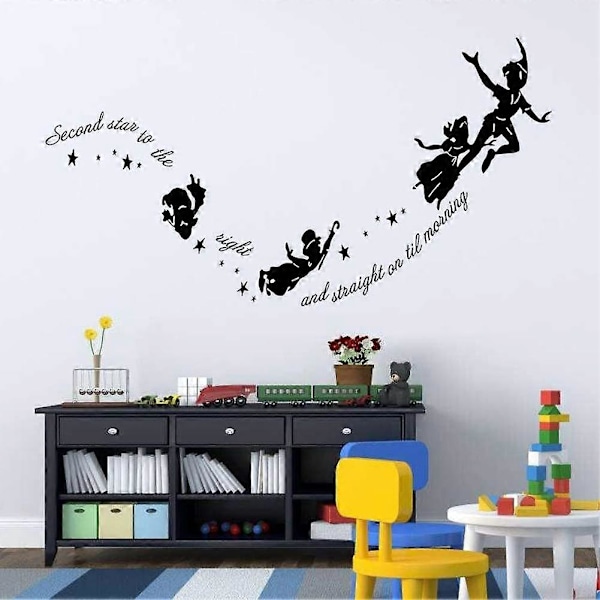 Peter Pan -hahmojen seinätarrat, inspiroivat lainauslauseet, irrotettava seinätarra, lasten ja vauvojen huoneen sisustus, DIY-tarra