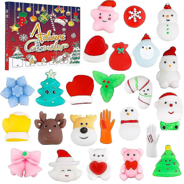 Julkalender med 24 Dagar Nedräkning - Squishy Leksaker Blind Box Julgåvor för Barn Pojkar Flickor