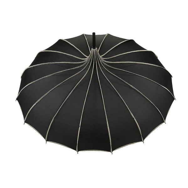 Vintage Pagoda Paraply Bröllopsfest Sun Regn Uv-skyddande paraply Black