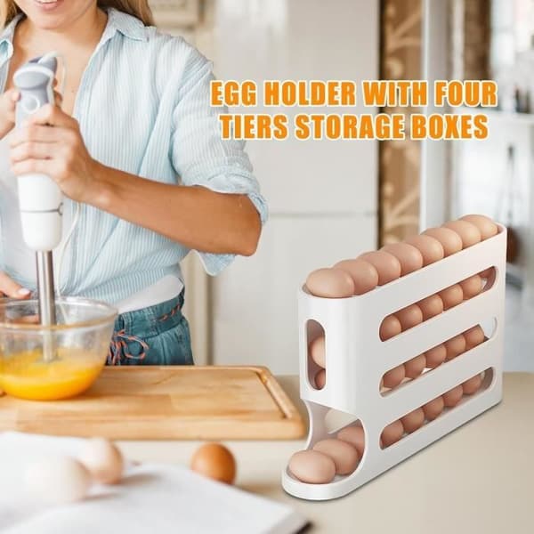 Äggorganisatör - Ej specificerad - Automatisk dispenser - 30 ägg - Vit - Hållbar[YJD]
