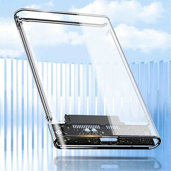 2,5-tommers HDD SSD-kabinett SATA til USB 3.1 Type C 4TB Transparent Ekstern Harddisk Beholder Kompatibel (FCC)