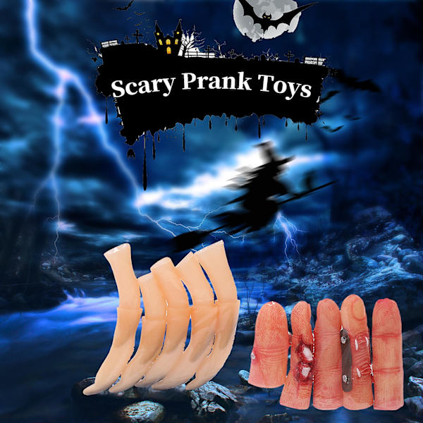 5 stk. Halloween Falske Fingre Sæt Spooky Scary Witches Negle til Cosplay Party Prank Legetøj til Halloween Party Festivaler Scary Props[C] Type 4