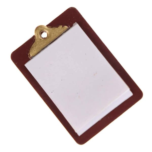 Miniature Tilbehørs Clipboard 12cm x 1cm Inkluderer Ægte Papir