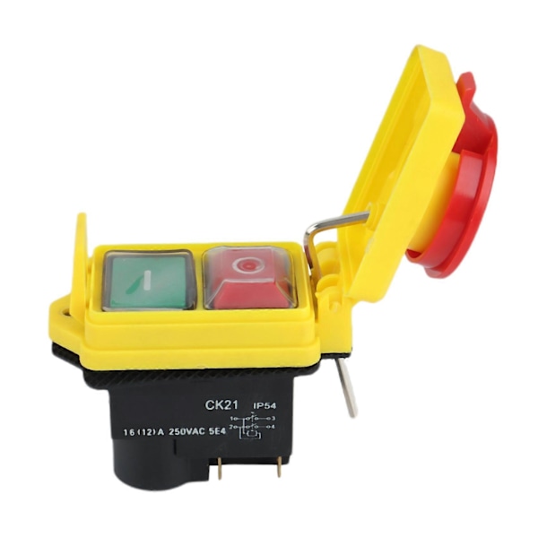 250V 16A IP54 Start-Stop-brytare med No-Volt-Release och Nödbrytare