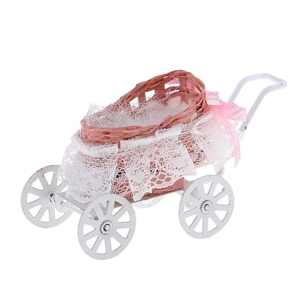 Mini Legering Baby Klapvogn Dukkevogn 1/12 Dukkehus Miniaturer Børnelegetøj (C)