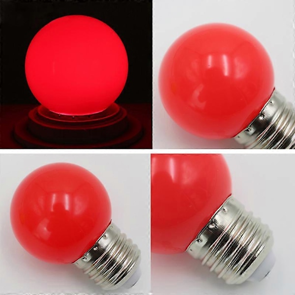 E27 LED-lampor - E27 1W Pe Frostad LED-lampa Färgrik Vit/Röd/Grön/Blå/Gul 220V - 1 st red