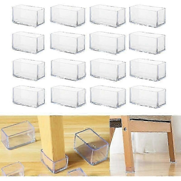 16-pack rektangulära silikongolvskydd för stolsben - 20 x 30 mm H (C)