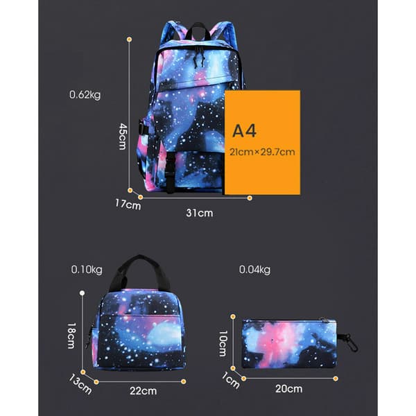 Studentryggsäck 30L CR7 med Lunchväska & Pennfodral