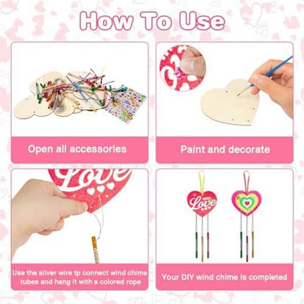 DIY 9-delt trævindspil med hjerteform til Valentinsdag