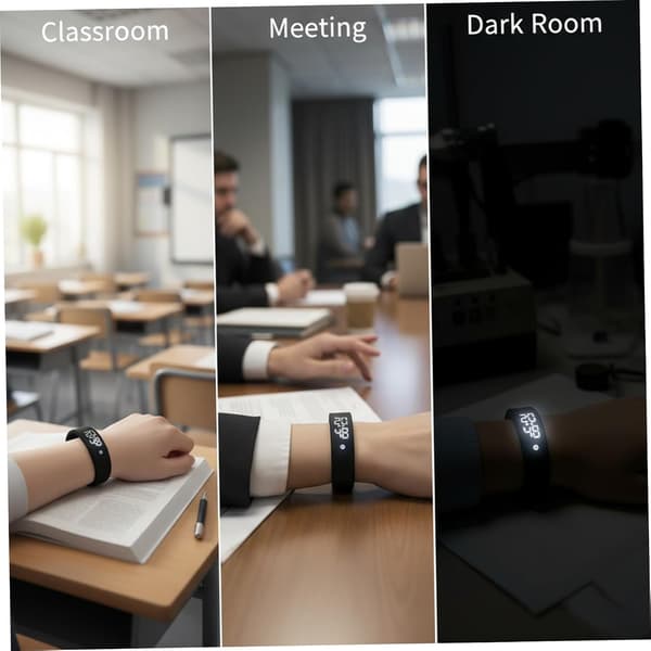 Vibrerende silikone armbånd med stille vibration til dyb søvn, studerende og børn, unisex design - Sort[C]