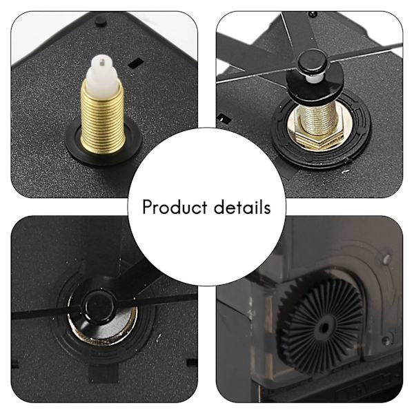 Klockmekanism DIY-kit Mekanism för Klockdelar Väggklocka Kvarts Timme Minut Visare Kvartsklockrörelse Heminredning[C] black
