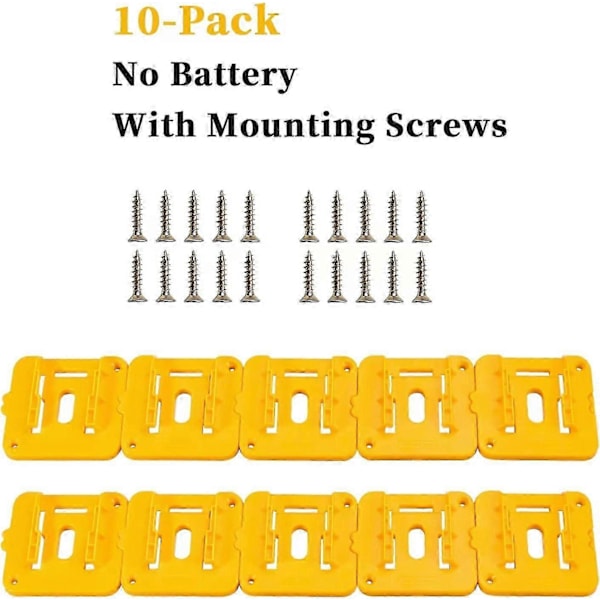 10-pack Batterihållare för Dewalt 20V 60V Batteri Dockningshållare Passar för DCB200 DCB203 DCB205 DCB206 Batterier (HYYC)