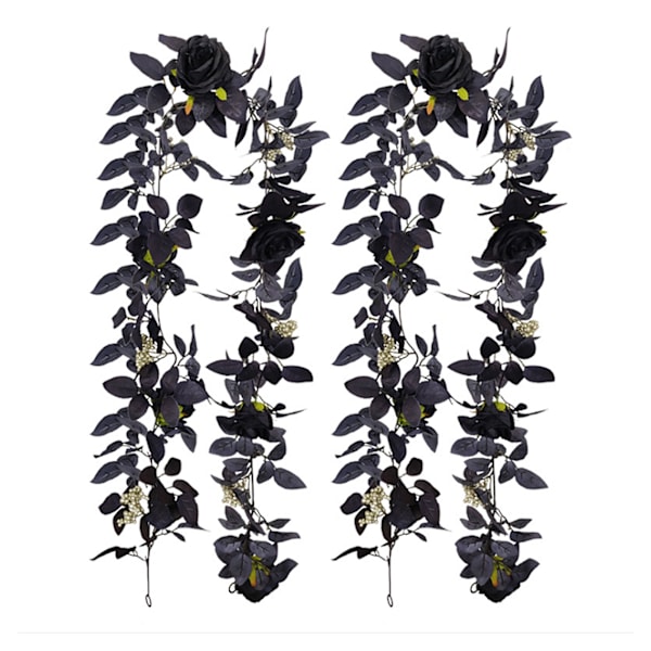 Konstgjord rosranka dekorativ hängande blomstergirlang för Halloween-festivaldekor 180 cm[C] 3