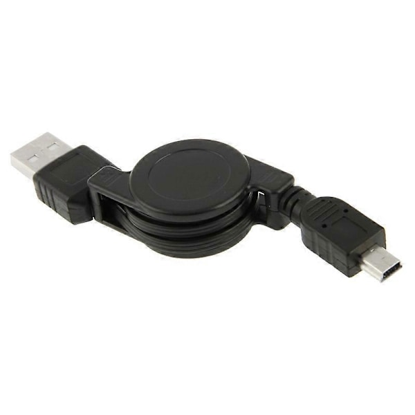 USB 2.0 till Mini 5-stifts Indragbar Datakabel Black