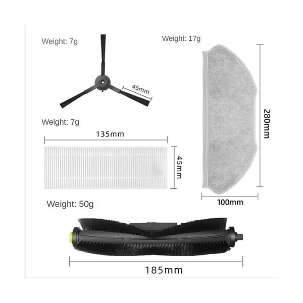 For 360 Robotstøvsuger X100 S10 Max Reservedeler Tilbehør Hovedsidebørste Mopp C As Shown