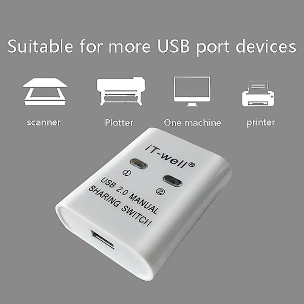 USB-skrivardelningsenhet, 2 in 1 Out-skrivardelningsenhet, 2-ports manuell KVM-växlingssplitter