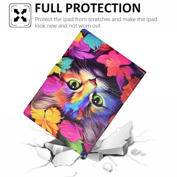 Fodral i PU-läder med mönster för iPad Pro 11 (2018) / (2020) / iPad Air 11 (2024) / Air (2020) / (2022) Multicolor Rose Cat