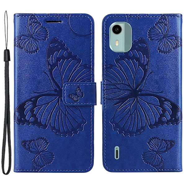 Læder Telefonetui Til Nokia C12 4G/C12 Plus/C12 Pro, Stativ Tegnebog Trykt Cover Blue Style B Nokia C12 4G